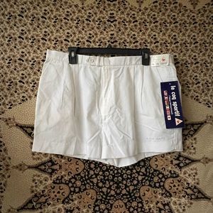 VINTAGE LE COQ SPORTIF  1980'S WHITE mens  SHORTS size 38 Tennis Prep preppy